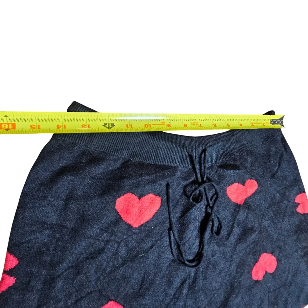 Hearts Knit Lounge Sweater Shorts XL Drawstring Elastic Waist Cozy Chic Feminine